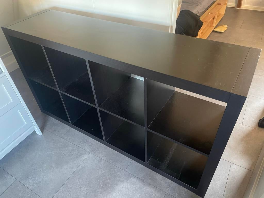 Zwart IKEA Kallax vakkenkast 2x4, Ophalen, Gebruikt