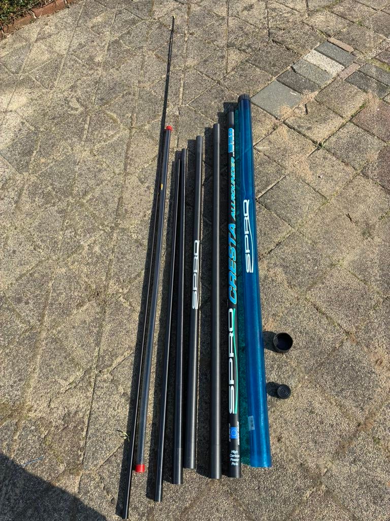 Vaste hengels 9,5m spro witvis en karper, Watersport en Boten, Hengelsport | Witvissen, Ophalen, Gebruikt, Vaste hengel
