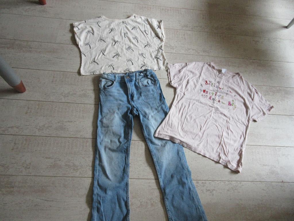 ZARA shirtjes en spijkerbroek in maat 164, Kinderen en Baby's, Kinderkleding | Maat 164, Meisje, Ophalen of Verzenden, Zo goed als nieuw