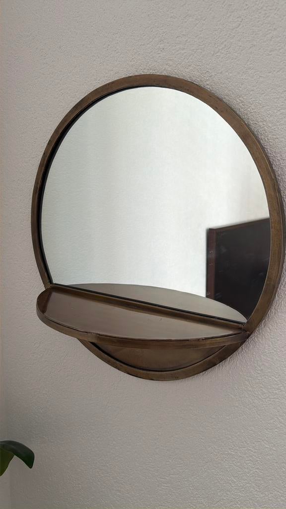 Spiegel rond. Messing goud diameter 45 loods 5, Ophalen, Minder dan 50 cm, Rond, Zo goed als nieuw