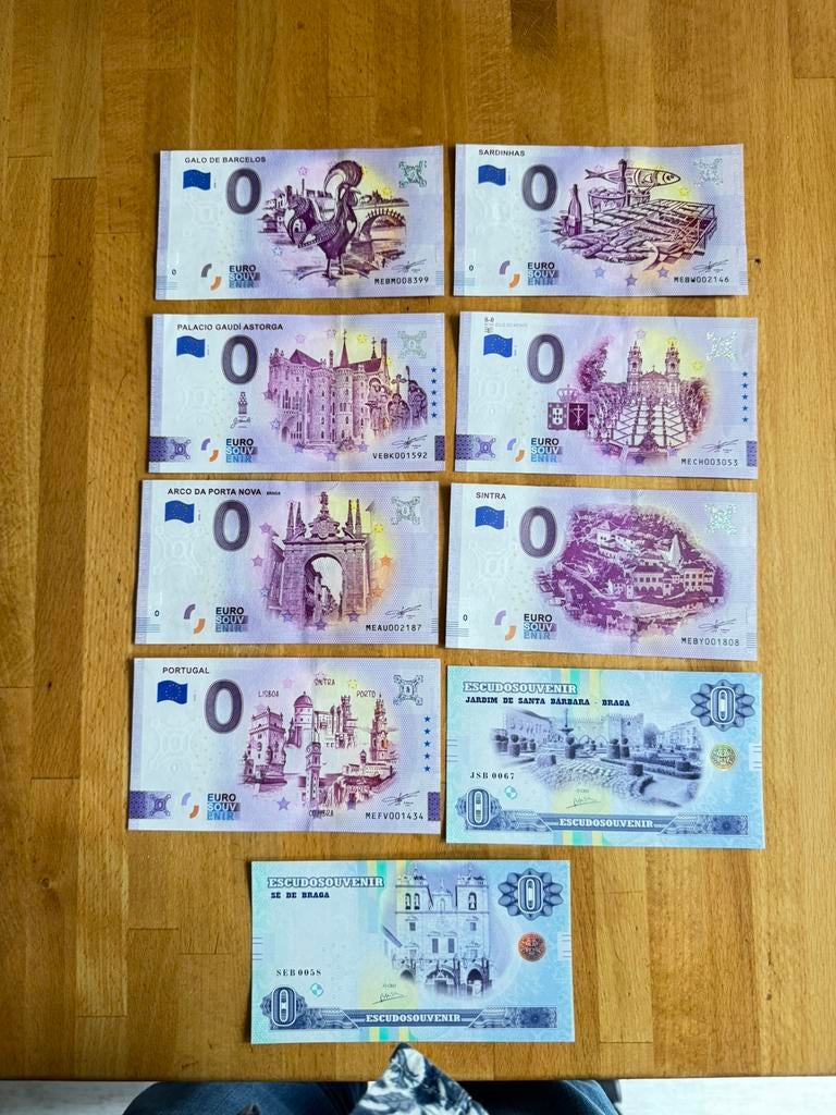0 eurobiljetten nieuw, 9 stuks, Ophalen, Portugal, Los biljet