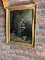 Jozef Gindra,  aardappelschillende boerin., Ophalen of Verzenden