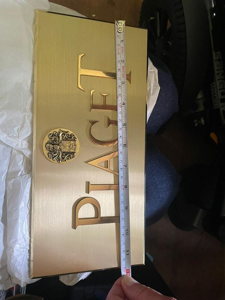 Piaget dealerplaar zwaar messing, Ophalen of Verzenden, Nieuw, Staal, Overige merken