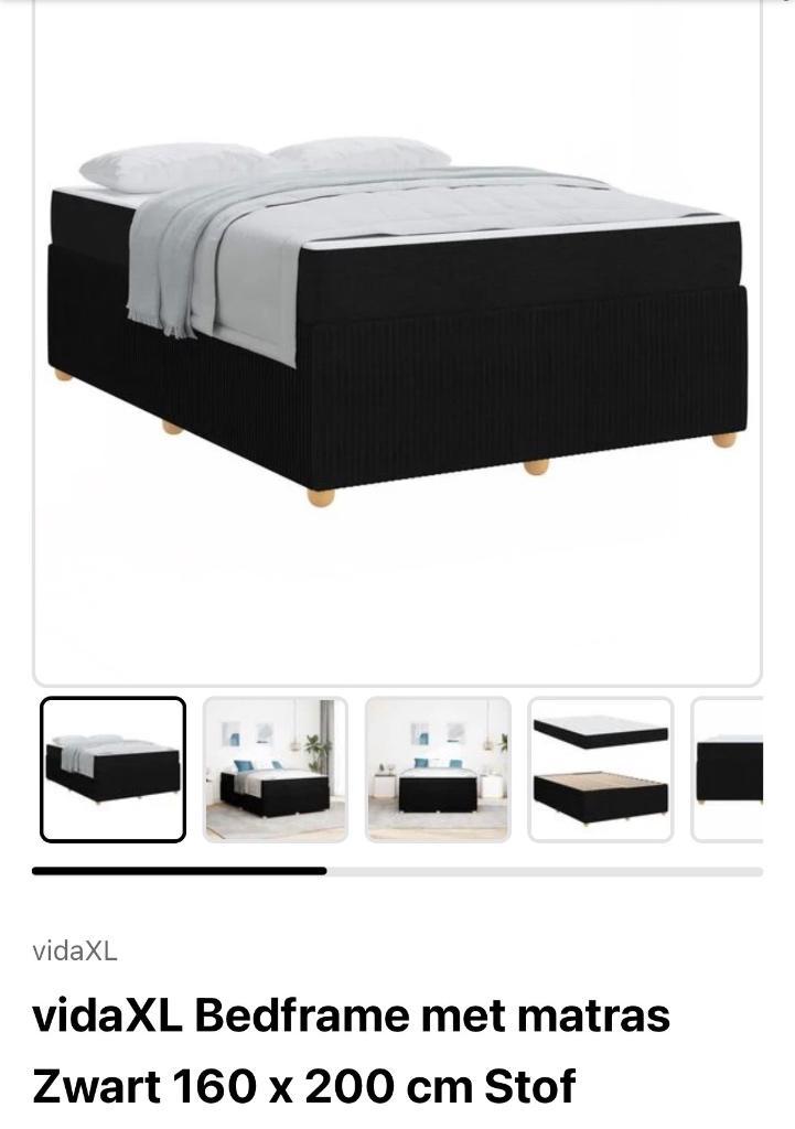 Bed, Huis en Inrichting, Slaapkamer | Bedden, Zo goed als nieuw, Tweepersoons, 160 cm, 200 cm, Hout, Zwart, Ophalen