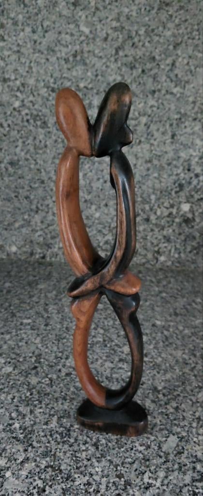 Abstract houten beeld van twee figuren, Antiek en Kunst, Kunst | Beelden en Houtsnijwerken, Ophalen of Verzenden, Handgemaakt