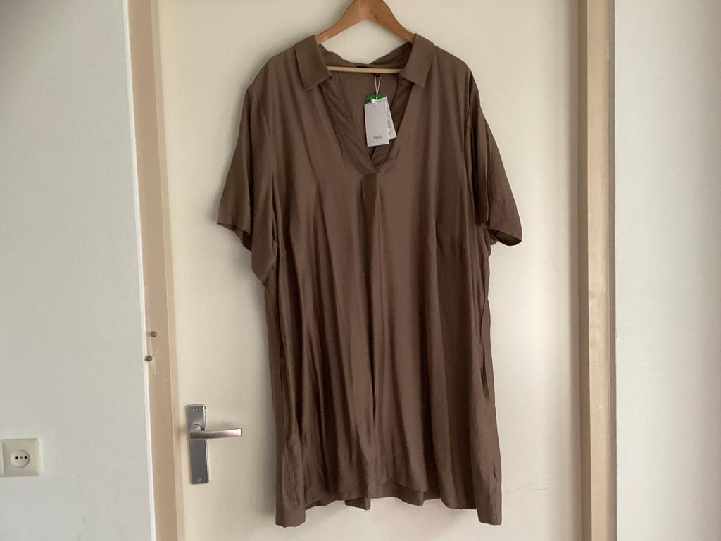 Zizzi jurk maat XXXL (62/64) Viscose/Polyamide, Ophalen of Verzenden, Nieuw, Bruin, Jurk