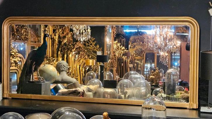 Antieke louis philippe spiegel in een bijzondere maat.., Antiek en Kunst, Antiek | Spiegels, Rechthoekig, Ophalen of Verzenden