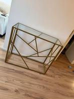 Gouden Salon- en Sidetable Set met Glazen Blad, Huis en Inrichting, Tafels | Sidetables, Ophalen, 100 tot 150 cm, Glas, Zo goed als nieuw