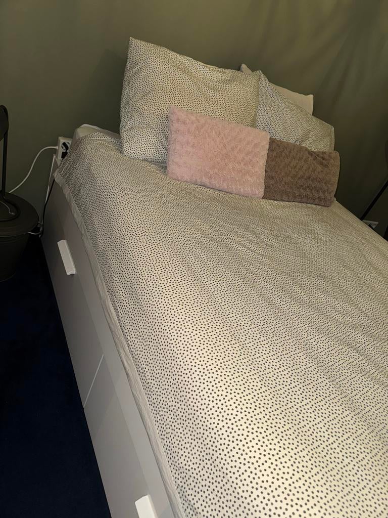 IKEA Brimnes bed 140x200, Ophalen, Gebruikt, Wit, Tweepersoons