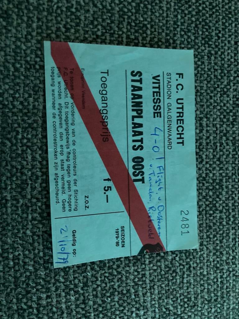 TICKET FC UTRECHT-VITESSE 79-80, Verzamelen, Ophalen of Verzenden, Zo goed als nieuw, F.C. Utrecht, Overige typen