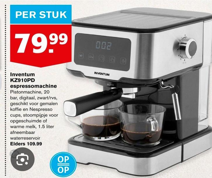 Espressoapparaat, Witgoed en Apparatuur, Koffiezetapparaten, Zo goed als nieuw, Gemalen koffie, Espresso apparaat, Afneembaar waterreservoir