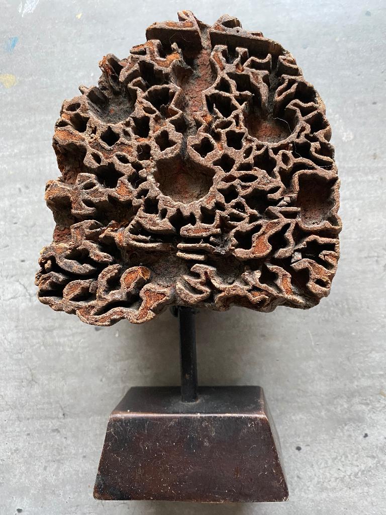 Vintage batik stempel, totale hoogte 16 cm, stempel 10 x 10, Ophalen of Verzenden