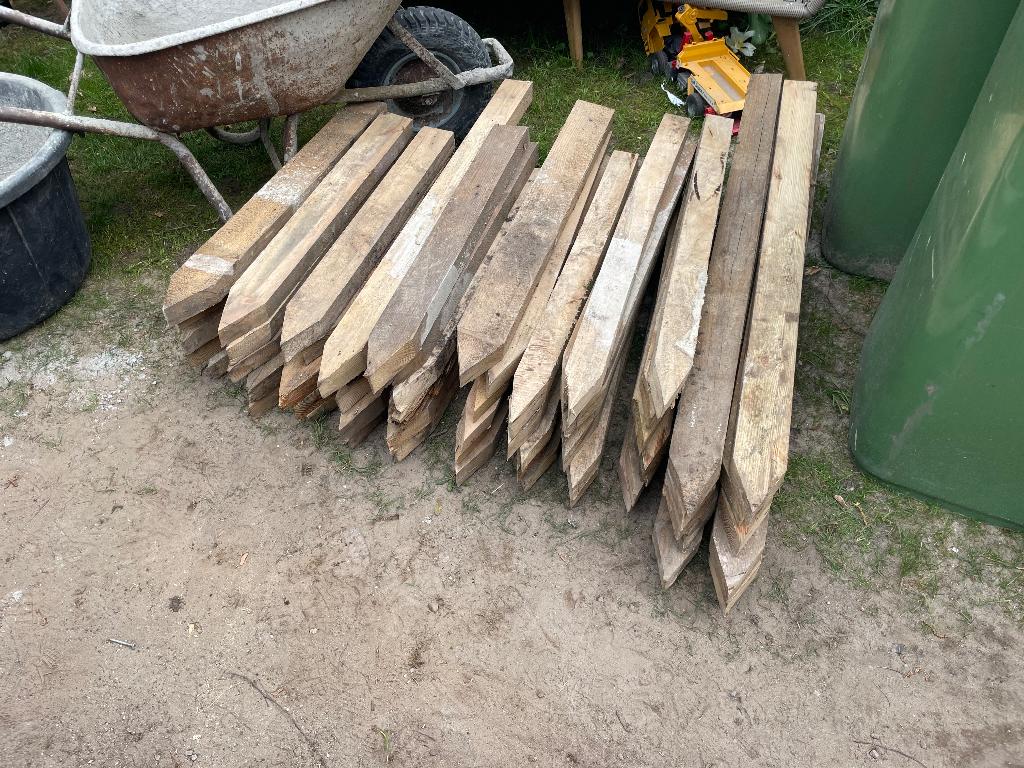Houten piketpaaltjes 22 stuks, Tuin en Terras, Palen, Balken en Planken, Ophalen, Gebruikt, Minder dan 180 cm, Planken