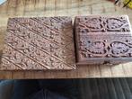 2 Bijzondere handgesneden houten kistjes, Ophalen, Minder dan 50 cm, Gebruikt, Minder dan 50 cm