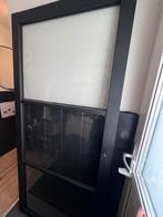 Opdek deur van hout en glas zwart, Doe-het-zelf en Verbouw, Deuren en Horren, Ophalen, Gebruikt, 80 tot 100 cm, Binnendeur