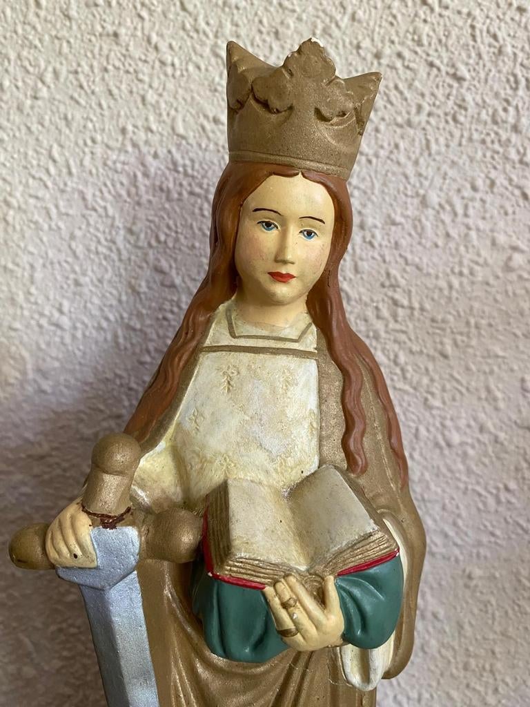 Heilige Dimpna Beeldje - Beschermheilige Geel - 31 cm, Ophalen of Verzenden