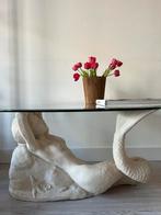 Zeemeermin tafel met losse glazen plaat, Ophalen, Gebruikt, 100 tot 150 cm, Glas