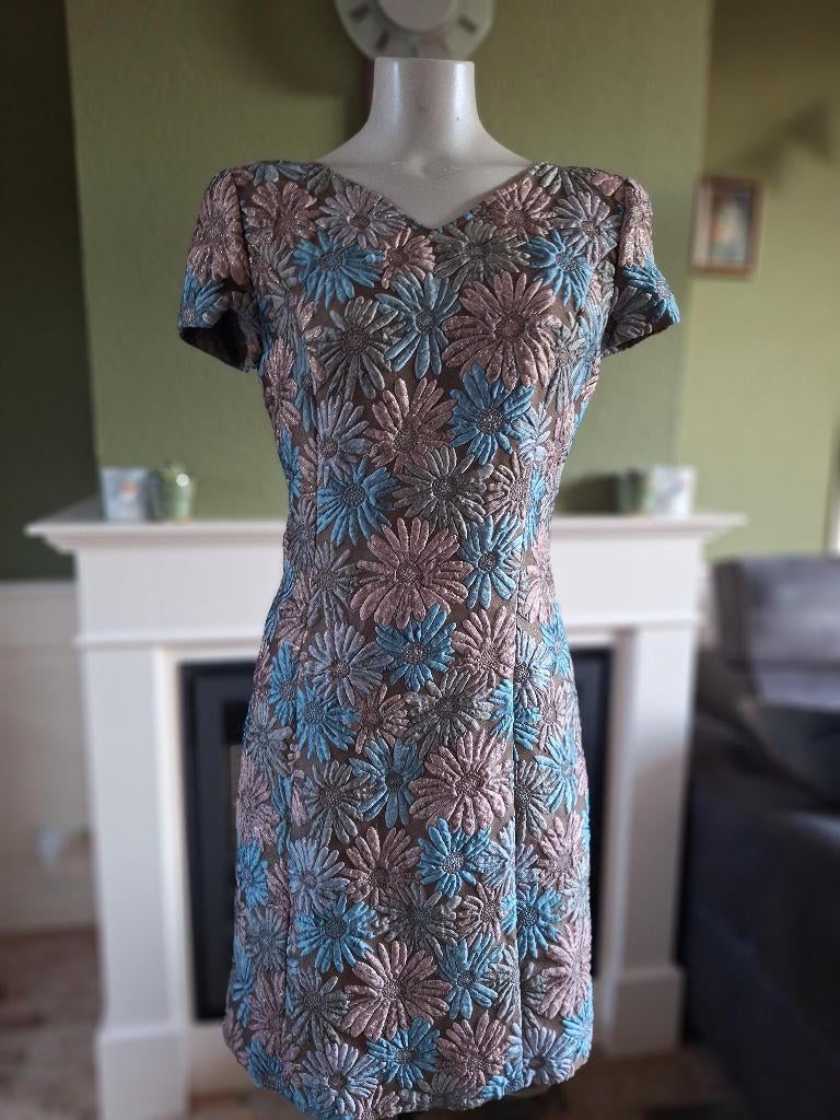 Caroline Biss bloemen roze blauw bruin jurk 38, Maat 38/40 (M), Bruin, Verzenden, Zo goed als nieuw