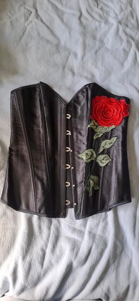 Zwart Corset met Rode Roos Detail, Onbekend, Ophalen of Verzenden, Zo goed als nieuw