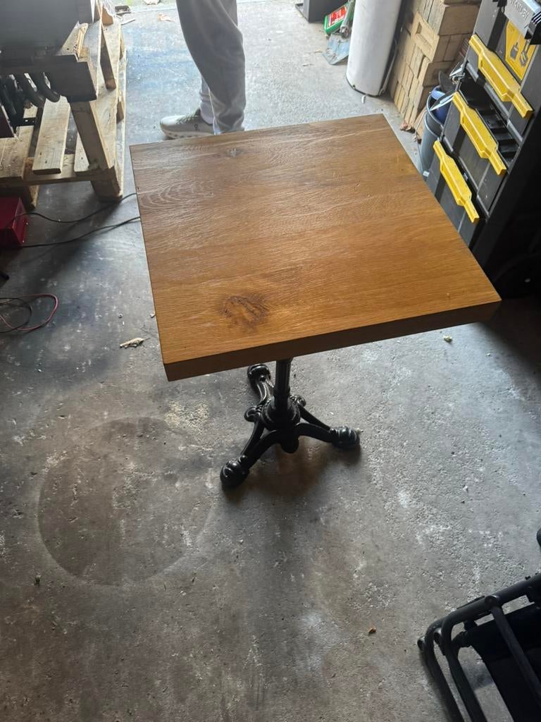 Bisteo tafel 50x50 massief eiken blad, Ophalen of Verzenden, Zo goed als nieuw, Rechthoekig, 50 tot 100 cm