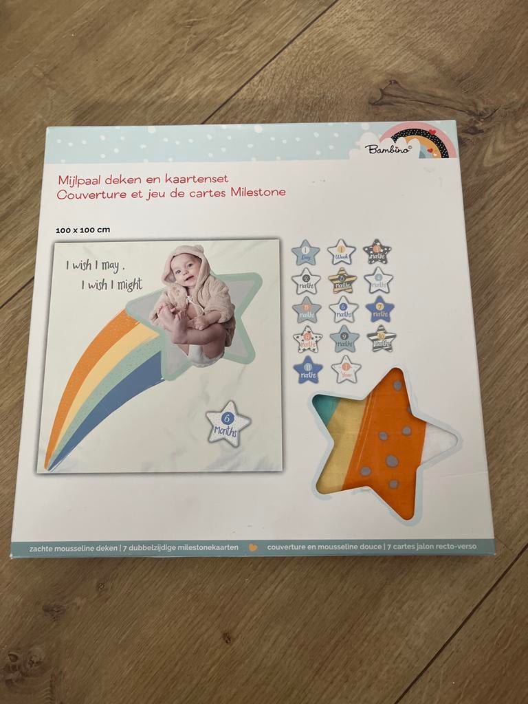 Bambino Mijlpaal deken en kaartenset - Nieuw, Ophalen of Verzenden, Nieuw, Kraamcadeau