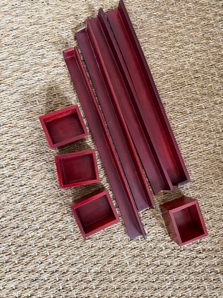 Set van vier houten mahjong latten 32 cm majong, Ophalen of Verzenden, Gebruikt