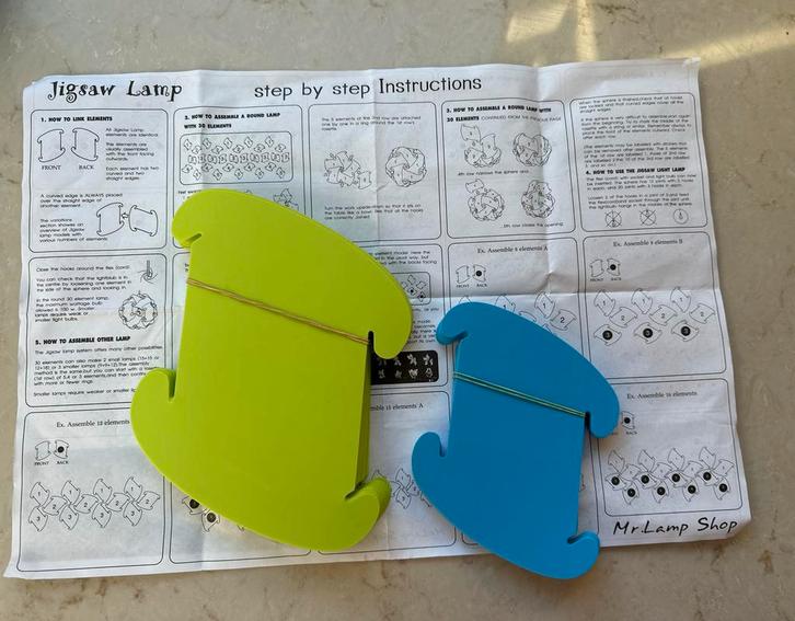 Jigsaw Lampenkap Blauw en Groen - 30 Elementen, Huis en Inrichting, Lampen | Lampenkappen, Nieuw, Minder dan 25 cm, Overige vormen