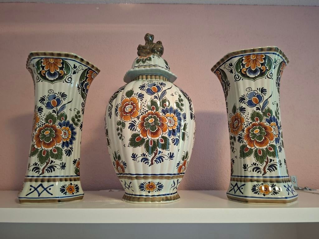 Prachtig Delfts polychroom kaststel, volledig onbeschadigd, Ophalen of Verzenden