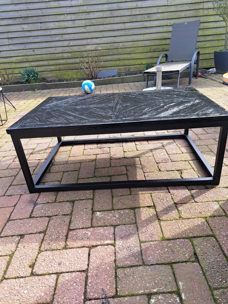 Zwarte salontafel, Huis en Inrichting, Gebruikt, 100 tot 150 cm, Minder dan 50 cm, Rechthoekig