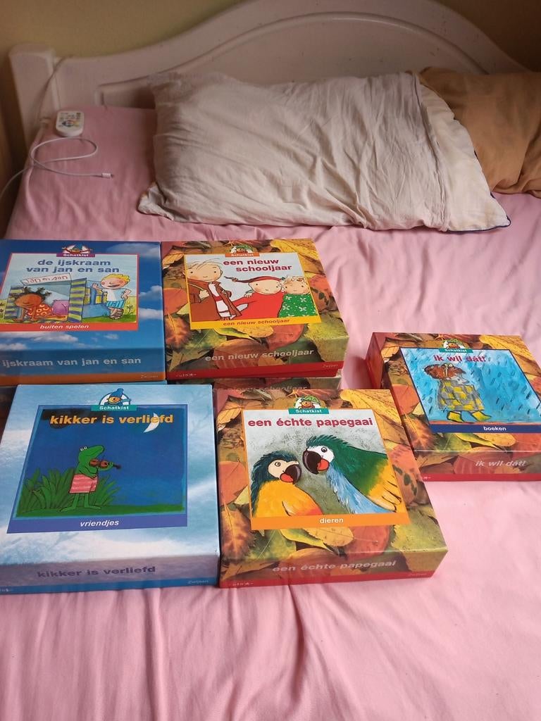 Verschillende kleuterspelen met boekjes en cd van schatkist, Ophalen of Verzenden