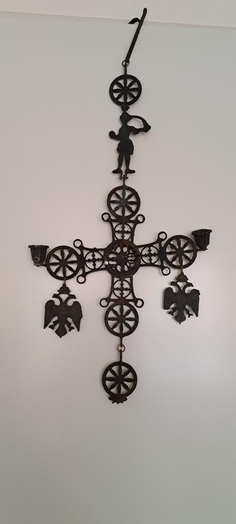 Uniek Byzantijns Kruis met Dubbelkoppige Adelaars, Antiek en Kunst, Antiek | Religie, Ophalen of Verzenden
