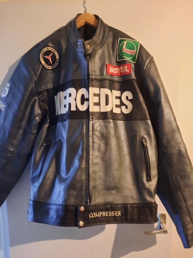 Motor  jas echt  leer goed als nieuw een keer gebruikt, Kleding | Heren, Ophalen, Zo goed als nieuw, Maat 56/58 (XL), Zwart