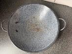 Vintage geëmailleerde wok  met handvatten.  Blauw gewolkt, Ophalen of Verzenden