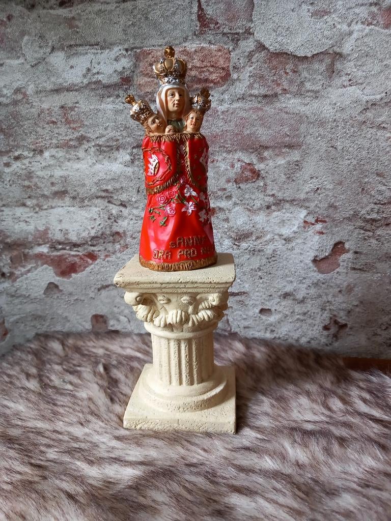 Brocant religie beeldje St Anna met Maria en Jezus, Ophalen of Verzenden, Zo goed als nieuw, Beeld(je)