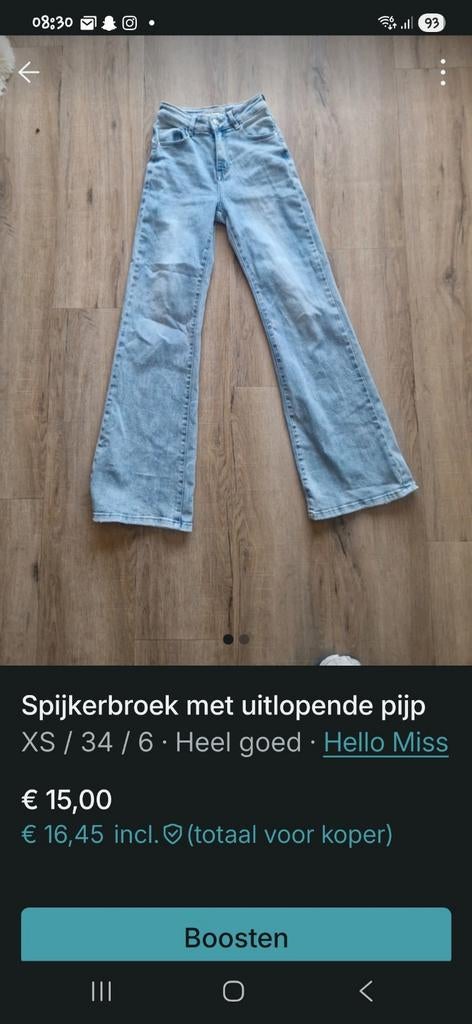 Hello Miss spijkerbroek met uitlopende pijp maat 34, Hello Miss, Blauw, Ophalen of Verzenden, Zo goed als nieuw