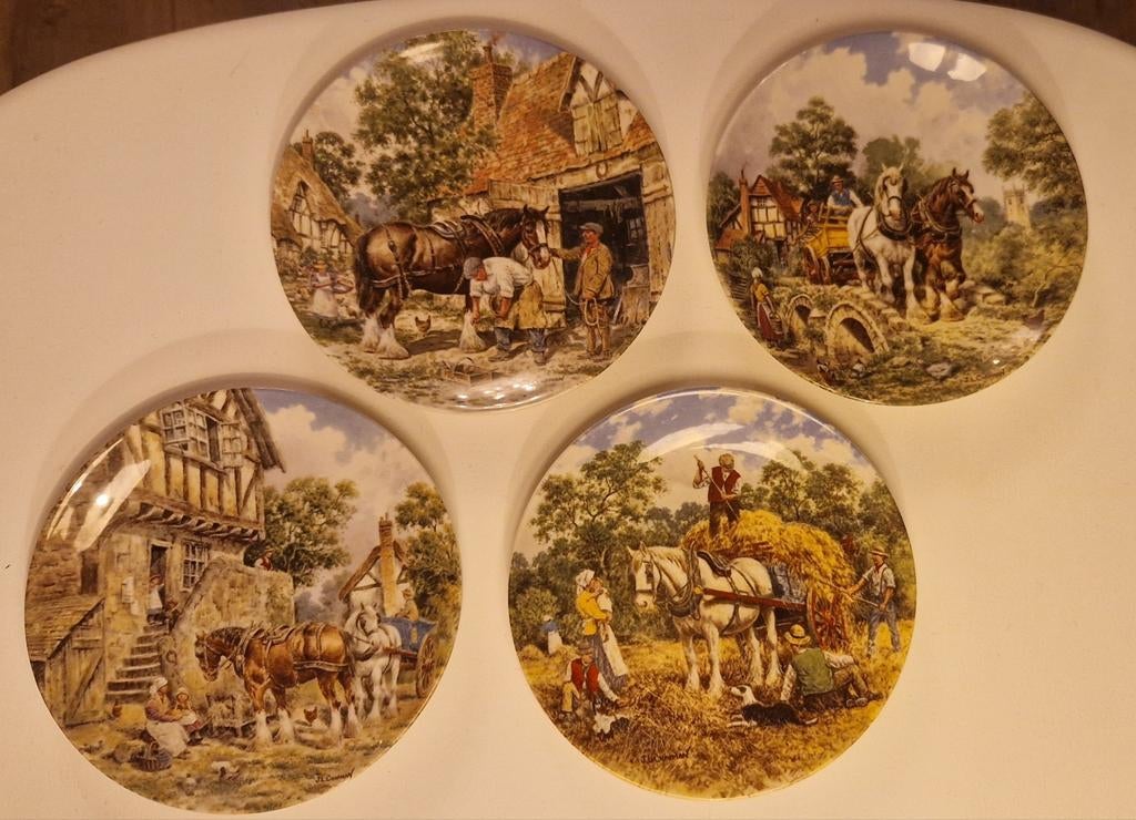 Wedgwood “Life on the Farm” – 4 verzamelborden – John L. Cha, Postzegels en Munten, Munten | Europa | Euromunten, Ophalen of Verzenden