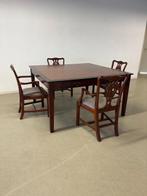 Engelse vergadertafel met 4 stoelen, Ophalen, Gebruikt, Engels / Klassiek, 4 tot 6 stoelen