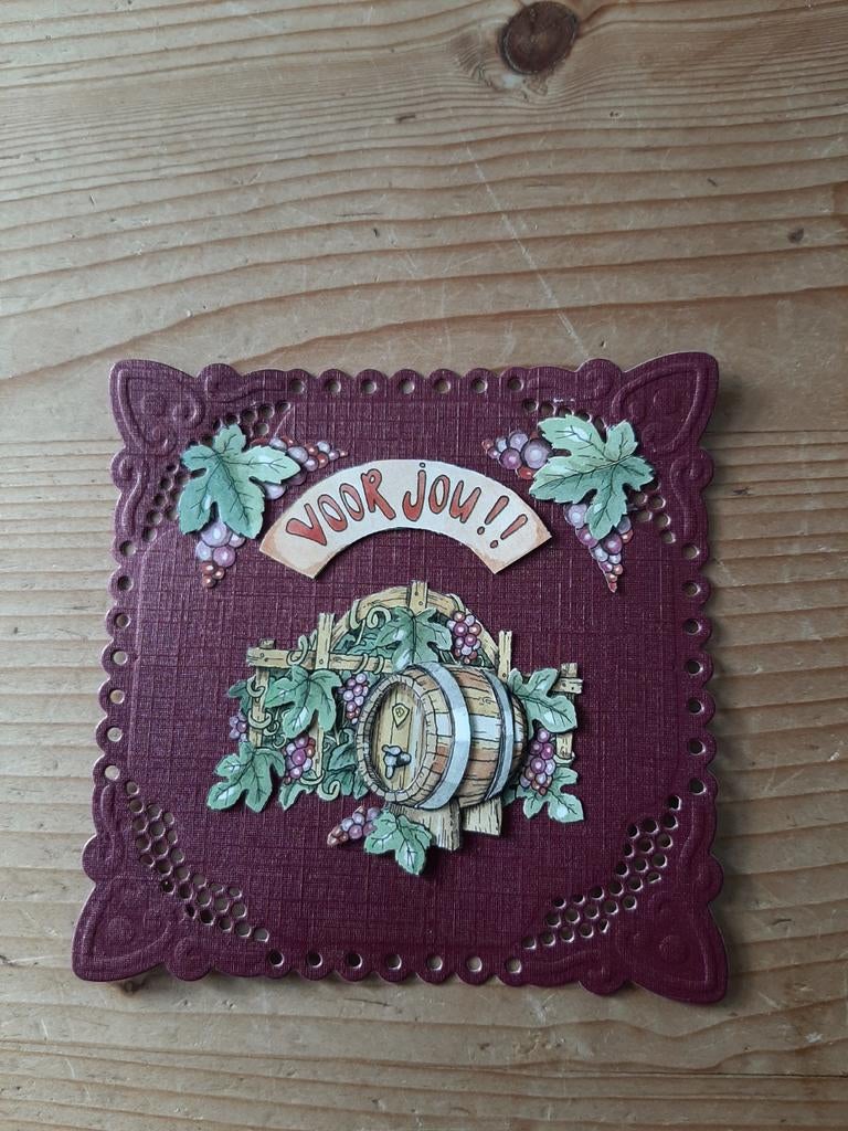 Stans kaart opleg met 3d plaatje druiven en wijnvat, Ophalen of Verzenden, Nieuw, Overige thema's