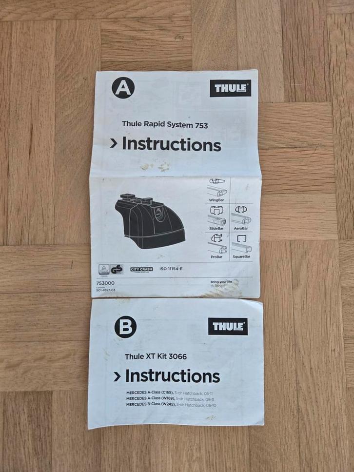 Dakdragers Thule Rapid System 753 en Thule XT Kit 3066, Auto diversen, Dakdragers, Ophalen