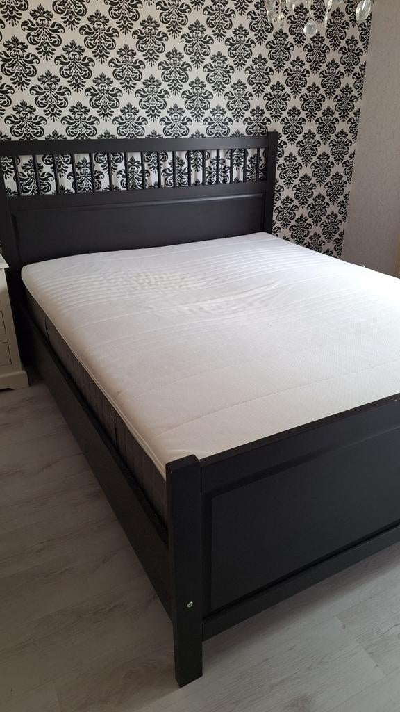 Tweepersoonsbed IKEA, 160x200cm matrasmaat, Ophalen, Zwart, Tweepersoons, 200 cm