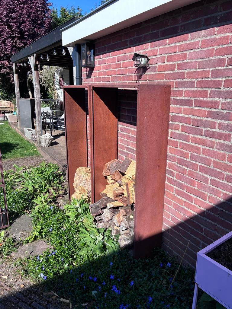 Cortenstaal houtopslag 160x80x30 cm, Minder dan 3 m³, Ophalen, Blokken