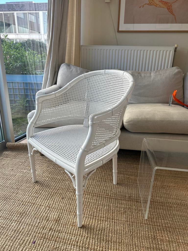 Vintage Italiaanse Faux Bamboe Stoel - Wit, Huis en Inrichting, Ophalen, Kunststof, Gebruikt, Wit