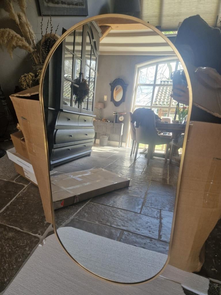 Nieuw in doos spiegel Gliss Design ovaal, Ophalen, Nieuw, Minder dan 100 cm, Ovaal
