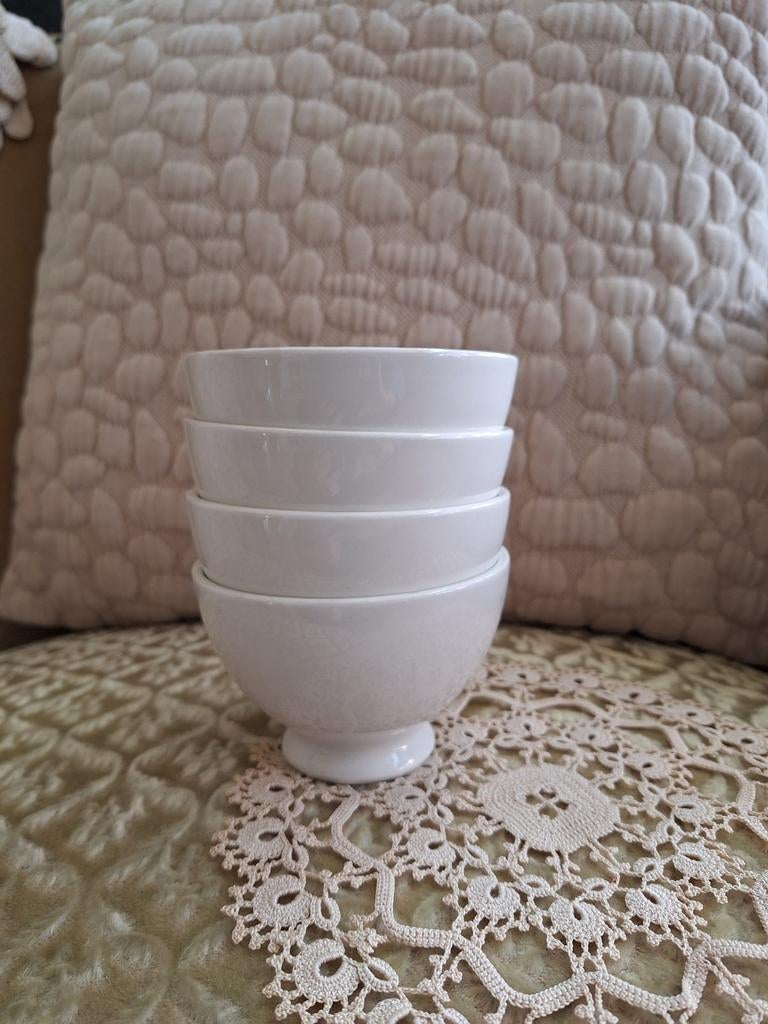 4 Brocante Witte Spoelkommen ** Mimosa **, Ophalen of Verzenden