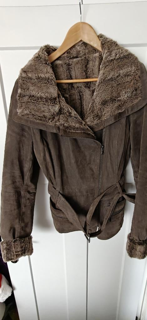 Suede winterjas, Maat 42/44 (L), Ophalen of Verzenden, Groen, Onbekend
