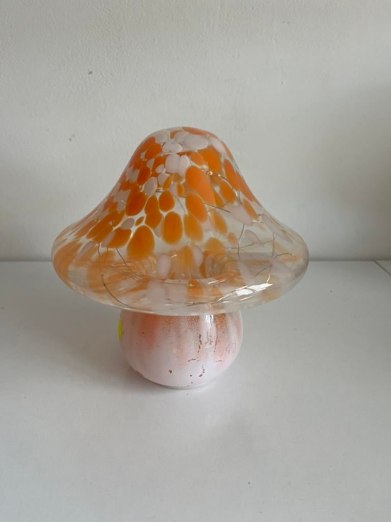 Retro glazen paddestoel lampje, Ophalen of Verzenden, Minder dan 50 cm, Retro, Glas