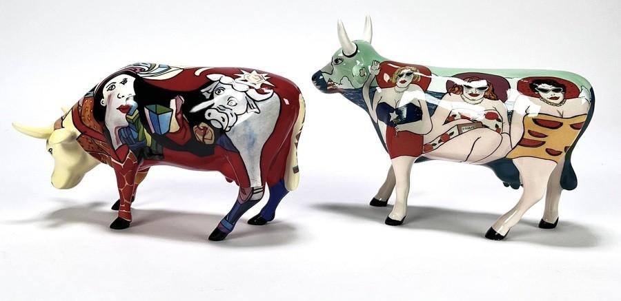 1091. Beeldjes, CowParade - "Picasso Art"&"Fun Seeker", 2005, Antiek en Kunst, Ophalen of Verzenden