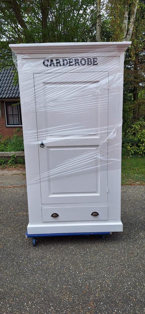 Witte Garderobekast met lade en deur, Zo goed als nieuw, Met lade(s), 150 tot 200 cm, Overige houtsoorten