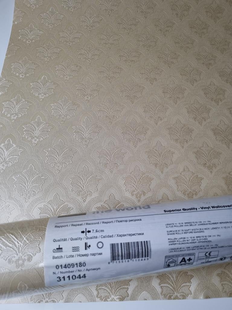 Eijffinger vinyl behang gouden barok patroon voorradig, Ophalen of Verzenden, 75 m² of meer