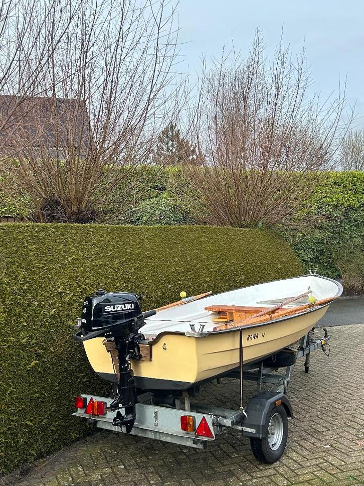 Rana 12 polyester visboot, Watersport en Boten, Vis- en Consoleboten, Gebruikt, Tot 10 pk, 3 tot 6 meter, Benzine, Buitenboordmotor